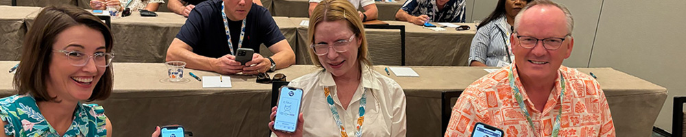 Conference attendees display interactive presentation